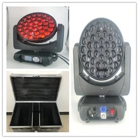 2pcs with flightcase 37 x 12w led rgbw moving head light new big bee eye led zoom beam wasb 3 in 1 dmx stage lightings