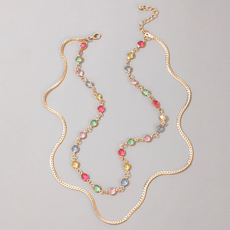 Tocona Colorful Luxury Beaded Choker Necklace for Women Charming Gold Color Alloy Metal Party Jewelry Collar 9505 | Украшения и