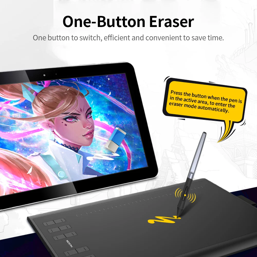 HUION H1060P графический планшет без батареи стилус наклон ± 60 ° цифровой 8192 ручка
