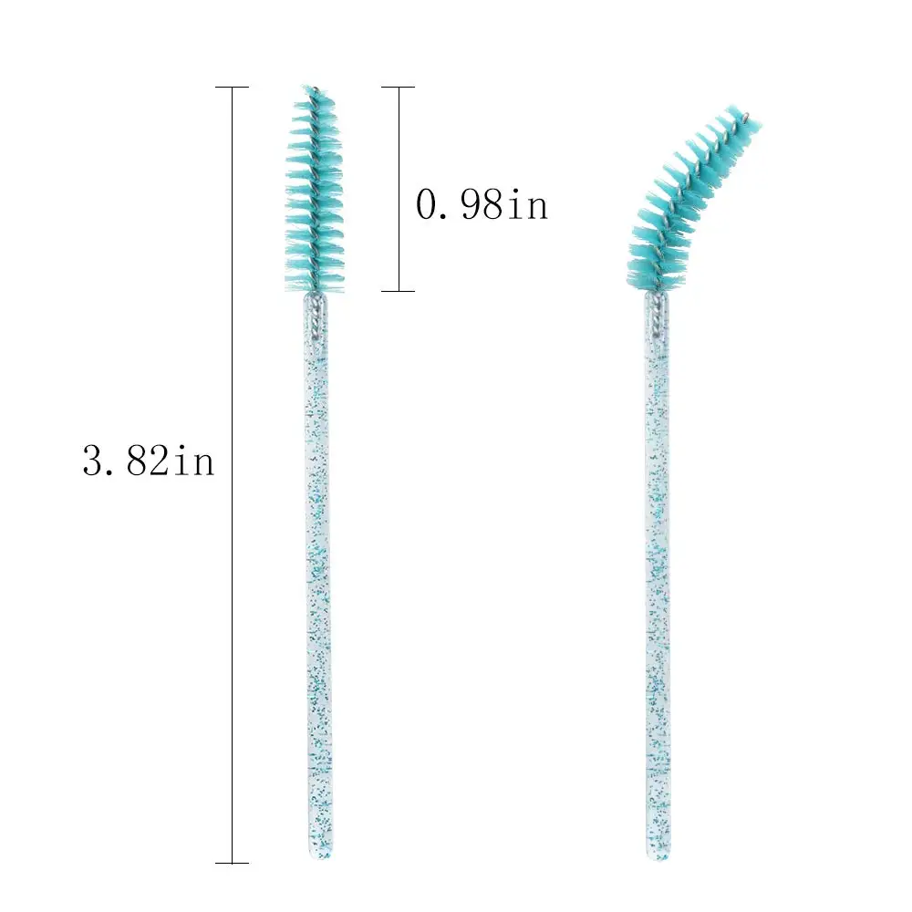 

1000pcs Shiny Crystal Eyelash Applicator Disposable Crystal Handle Nylon Mascara Wands Spoolies Brushes