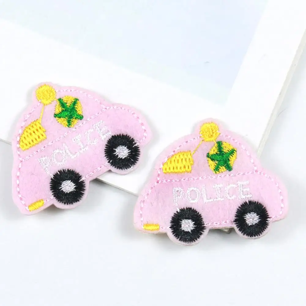 10 шт. нашивки с рисунками из мультфильмов Розовая вышивка полицейской машины