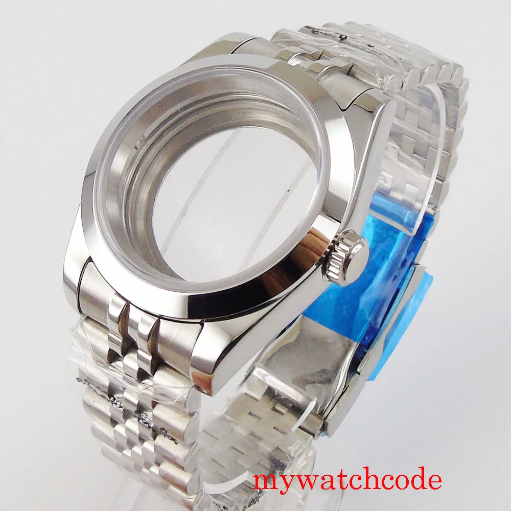 36mm Stainless Steel Watch Case For NH35 NH36 MIYOTA 8215 Mingzhu 2813 ETA 2836 Automatic Moveement Sapphire Glass Jubilee Strap