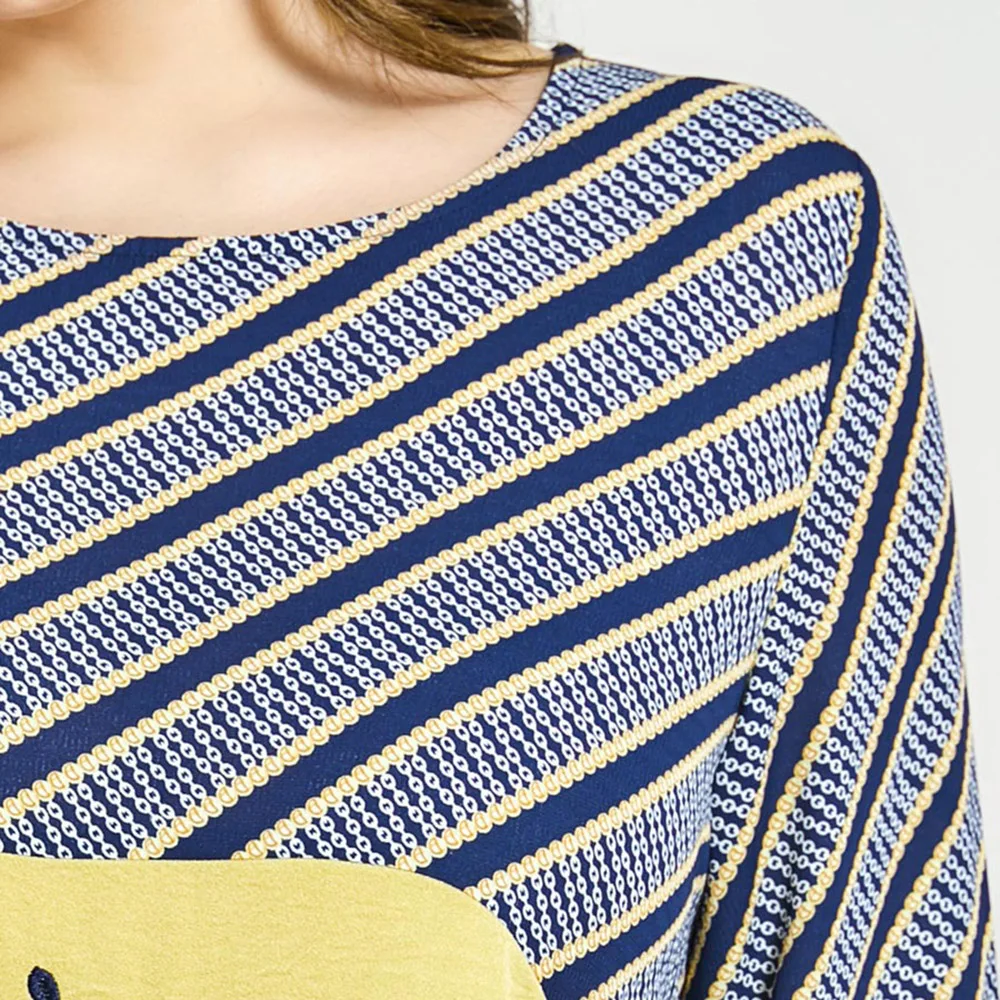 

Muslim Women's Dress Casual Temperament Loose Elegant Fashion Embroidery Color Contrast Splicing Round Neck Long Sleeve 2021