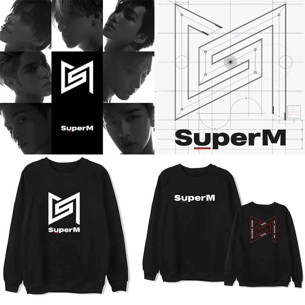 Новые корейские K-pop SuperM BAEKHYUN KAI толстовки KPOP поддерживающие плюс размер пуловеры