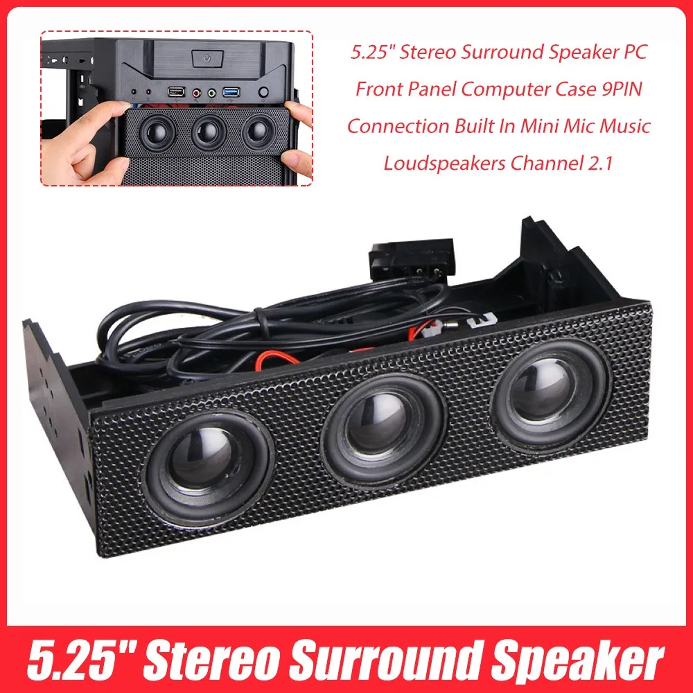 

5.2 Inches PC Front Panel Media Dashboard Stereo Surround Speaker Front Bay Computer Case Built-in Mic Music Speakers