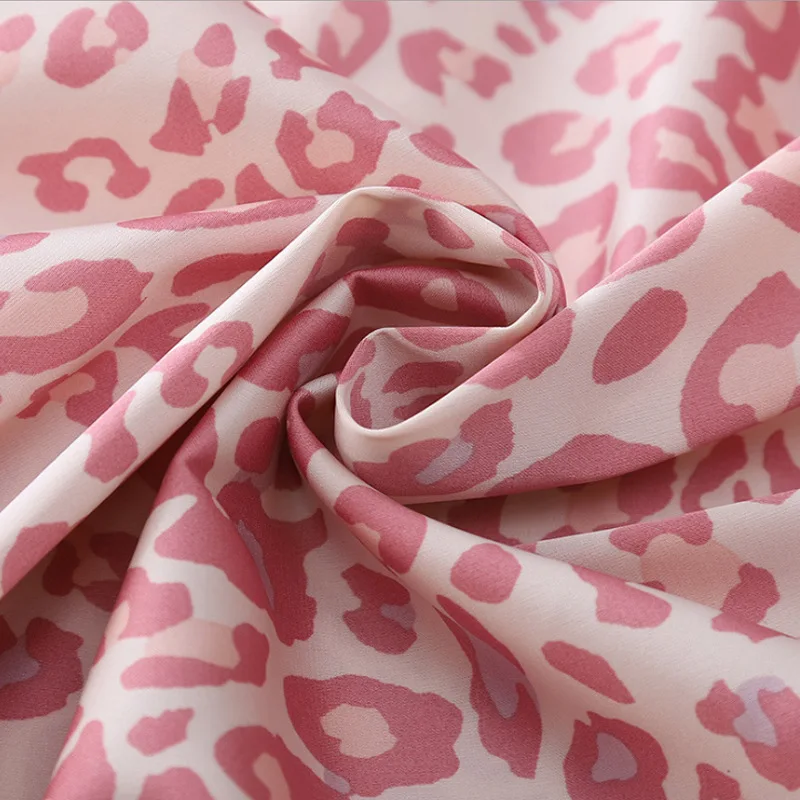 

Suspender Leopard Print Summer Ice Silk Nightdress Gathered Lace Skirt Sexy Can Be Worn Out With Breast Pad Female Pajamas