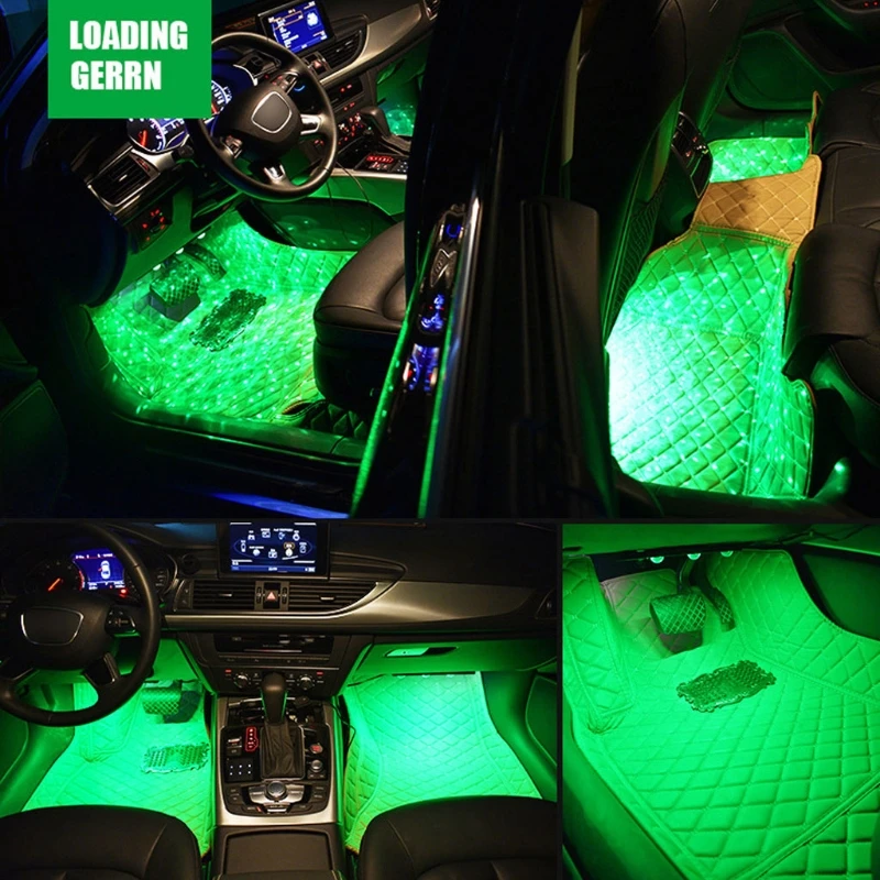 

LED Car Foot Light Ambient Lamp With USB Remote Control Music Sound Control Lights Full of Stars Automotive Interior