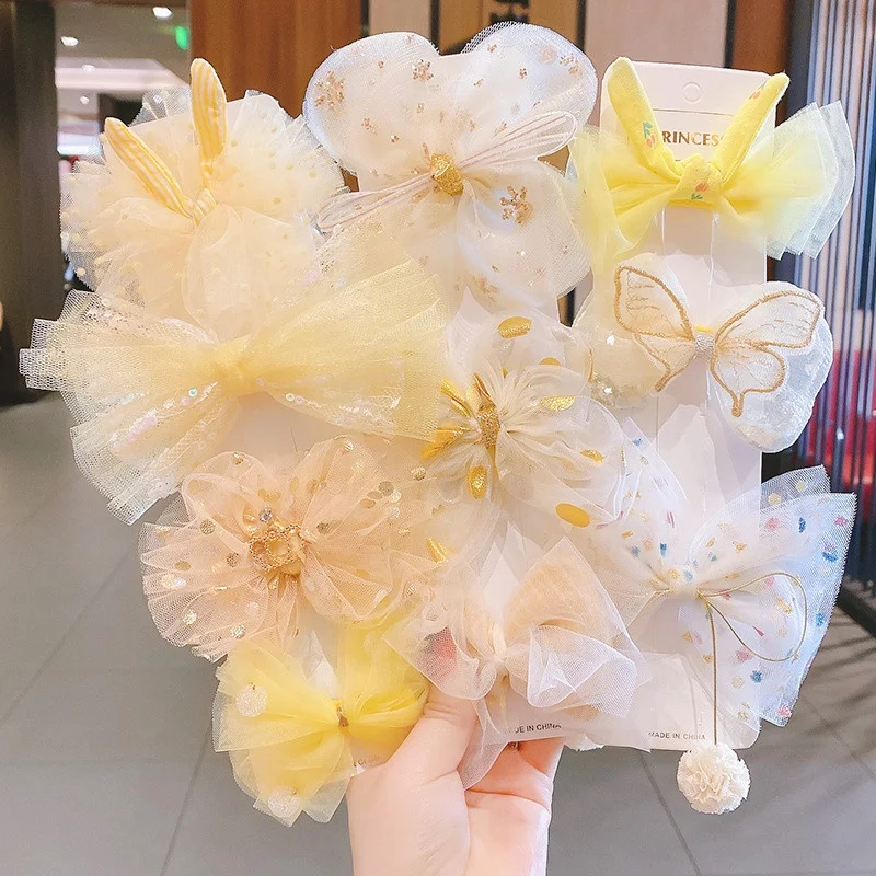 

3pcs/set Mesh Bowknot Hair Clips Set for Children Korean Baby Girls Cute Princess Hair Pins Kids Hair Accessories