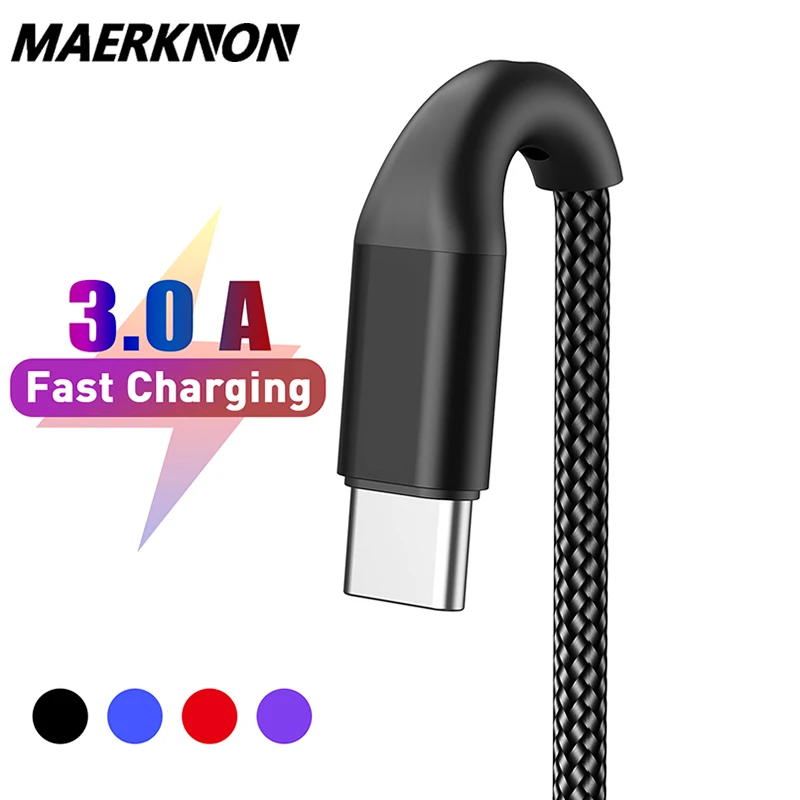 Type C USB Cable Fast Charging for Samsung Galaxy S20 S10 Plus Xiaomi Quick Charge 3.0 Mobile Phone Tablets USB C Charger Cables
