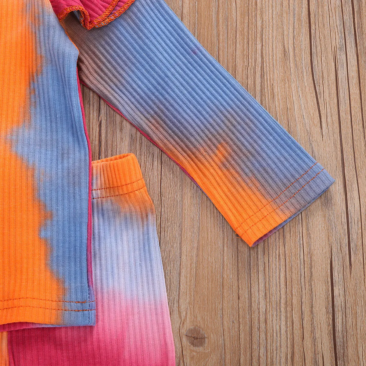 

Autumn Toddler Baby Boys Ribbed Knitted Tie Dye Pajamas Sets Long Sleeve T-shirt+Pants Trousers Girls Clothing Sleepwear Pyjamas