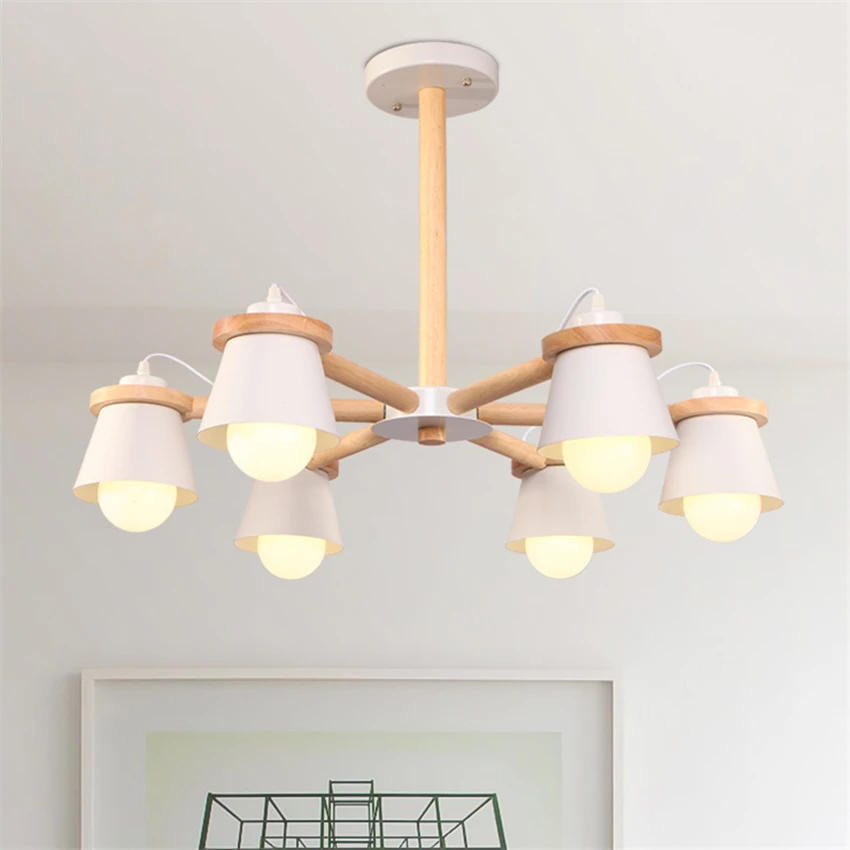 Скандинавские деревянные потолочные светильники черно-белые современные для