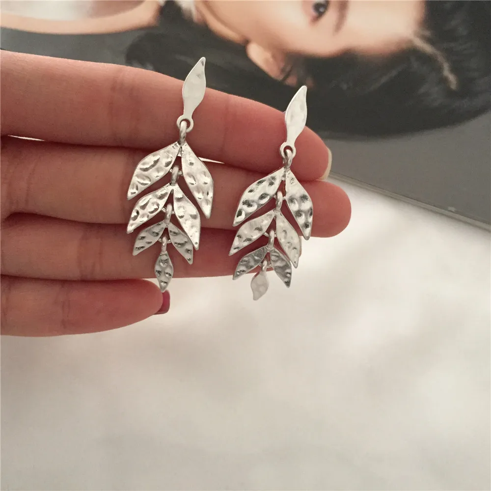 Серьги-подвески в виде листьев женские Винтажные висячие серьги золотого и