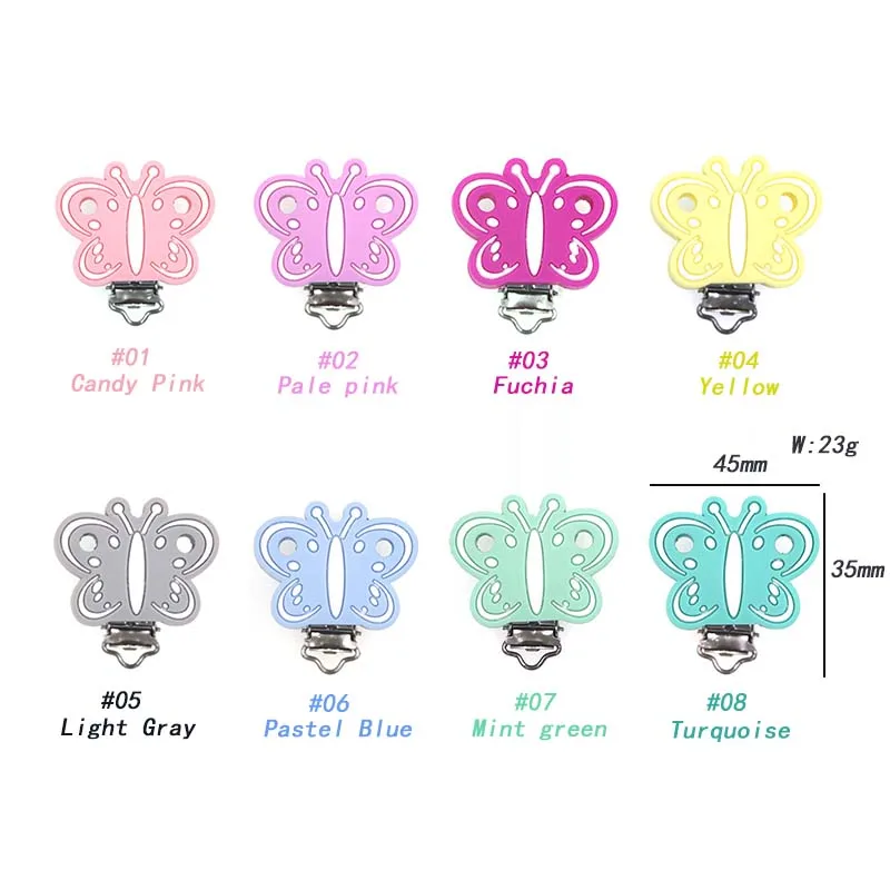 Kovict-chupete de silicona con forma de mariposa para beb&eacute;, mordedor para beb&eacute;, collar, cuentas, herramienta de regalo, accesorios redondos de coraz&oacute;n, 3 uds.-2
