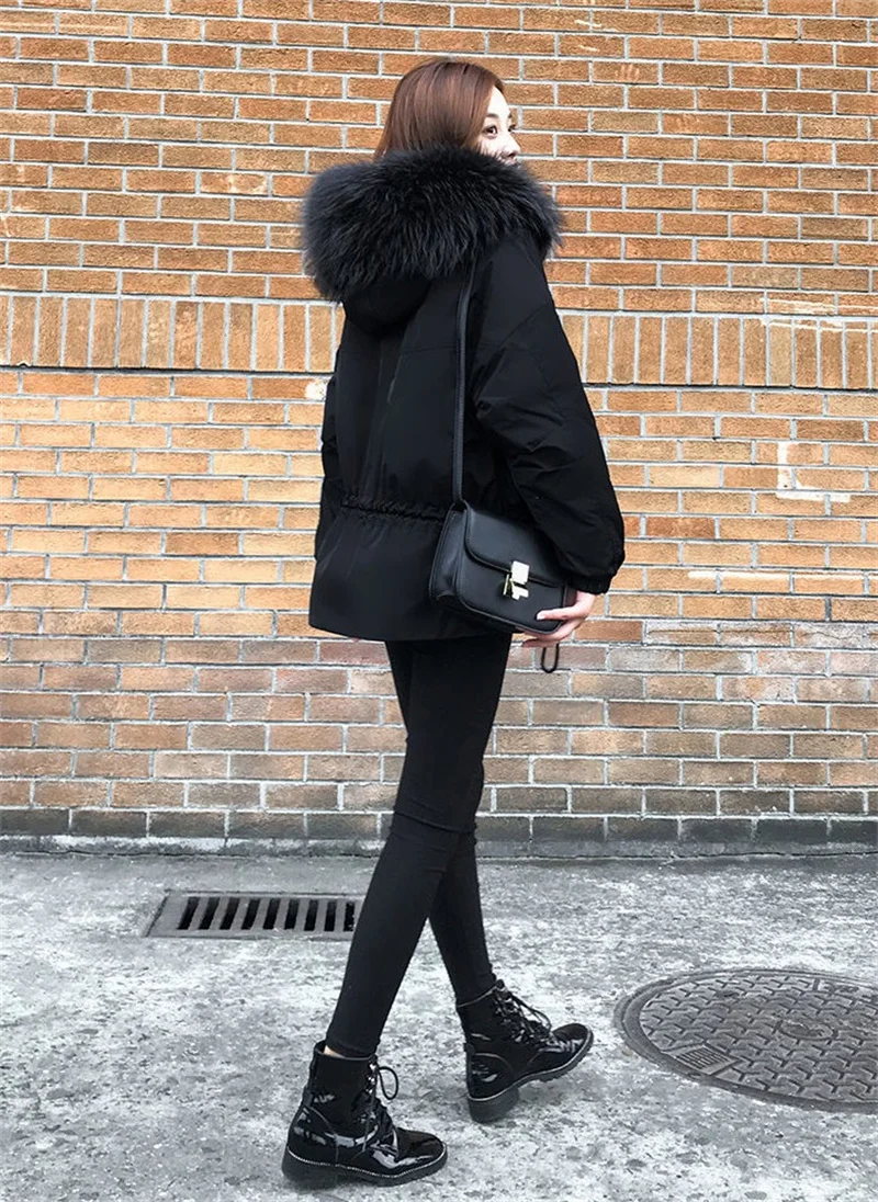 Women Short Down Jacket 2021 New Women Hot Style Tooling Short Coat Korean Version Of The Big Fur Collar To Overcome The Winter