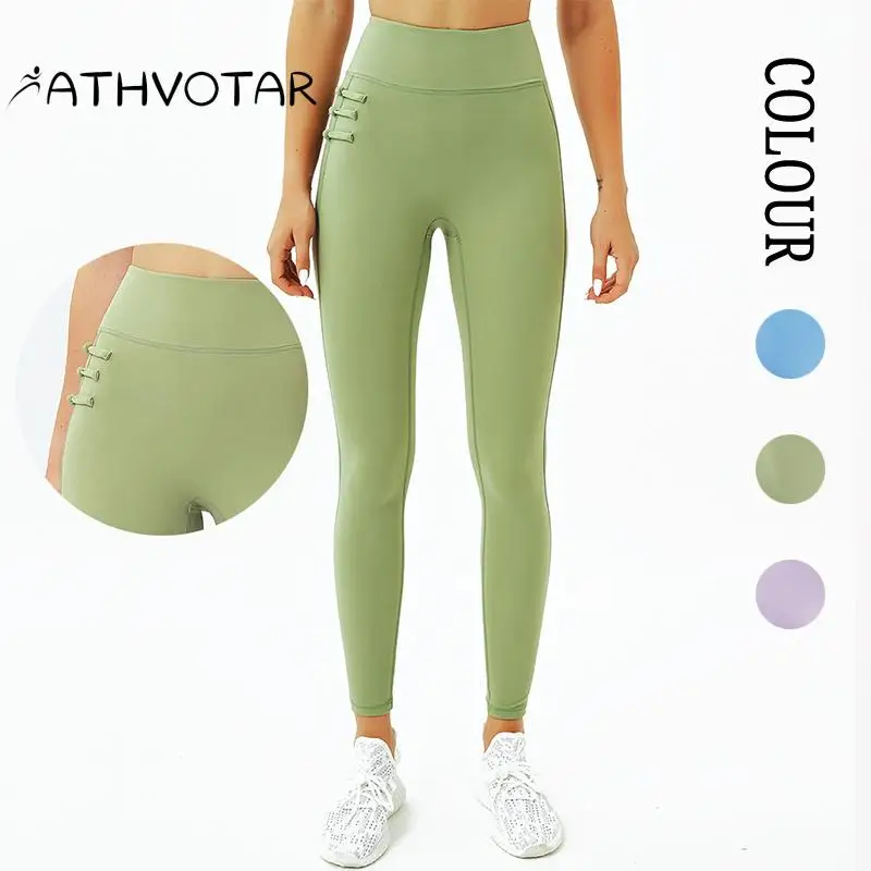 

ATHVOTAR Chinese Style Sports Yoga Leggings Women Chinese Knot Running Fitness High Waist Push Up Pants Pilates Riding Legging