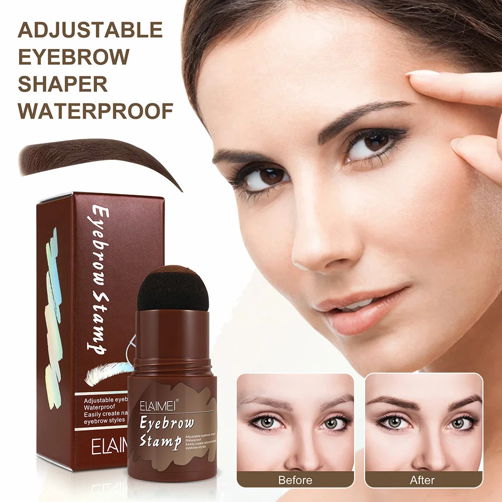 Комплект для формирования бровей Eyebrow Stamp Shaping Kit водостойкий, не оставляет разводов, долговременный, с кистью для определения контура бровей, шаблонами для бровей, порошком для теней и карандашом для волосков.