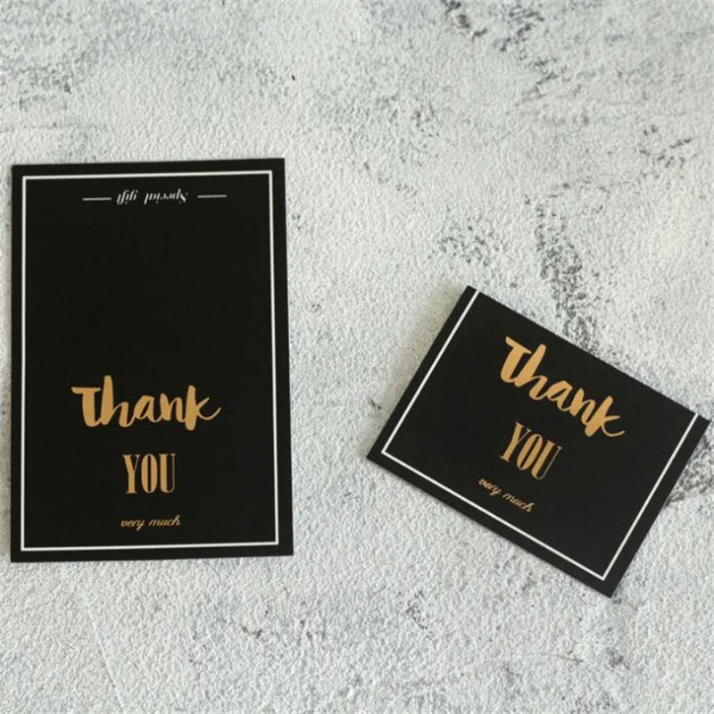 thank you 10pcs Creative Bronzing Greeting Card Wedding Valentine's Day Flower Message Blessing Card Birthday Party Decor Thank You Card - Цвет: thank you