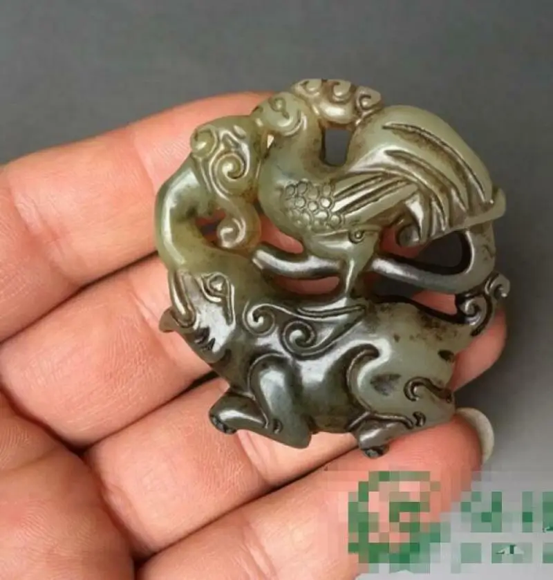 

Antiques Collection Jade Waist Pendant Ancient Xiuyu Elephant Rooster Auspicious