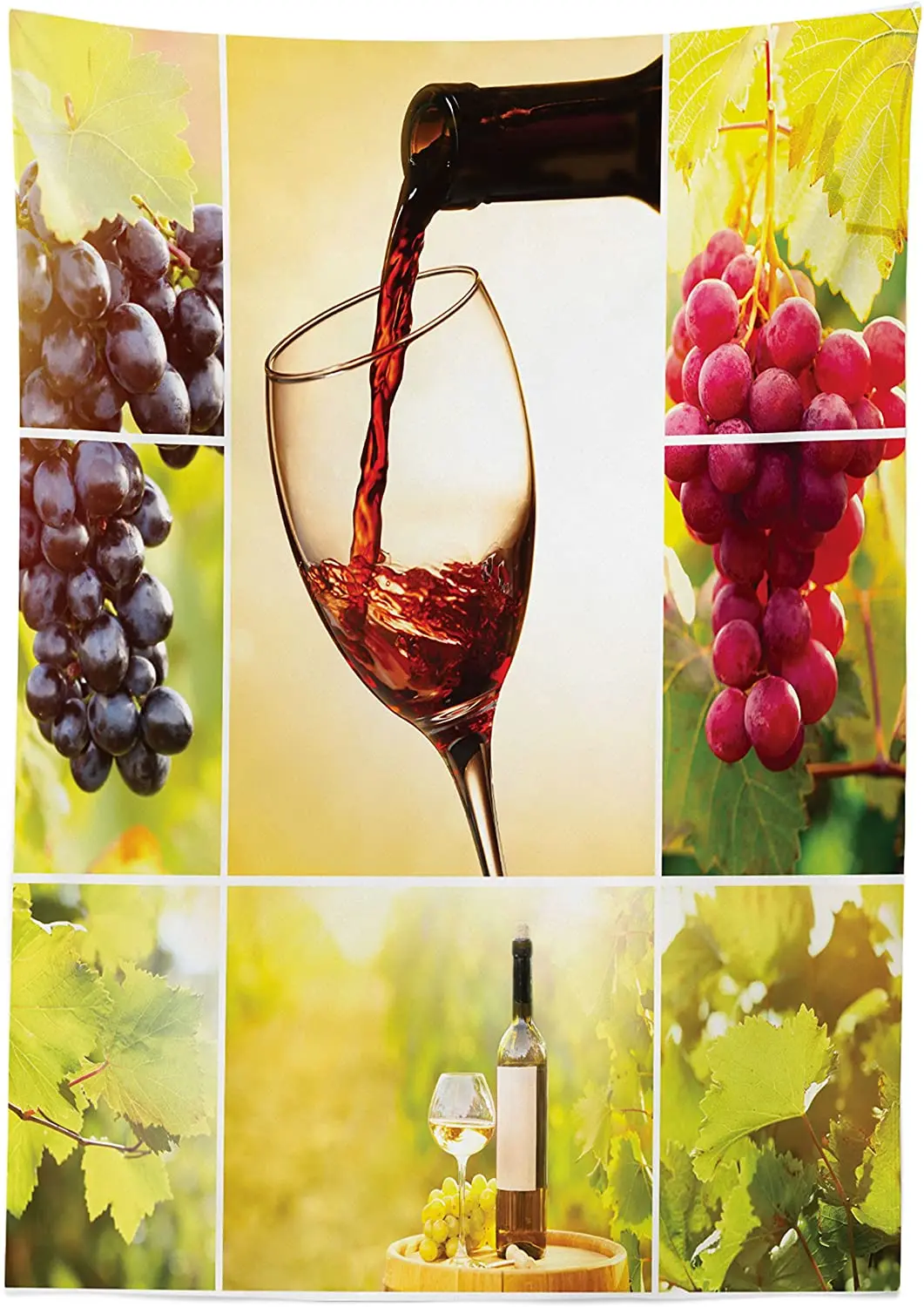 Среду обитания коллаж с проливным бутылки вина и листья Урожай фермы время