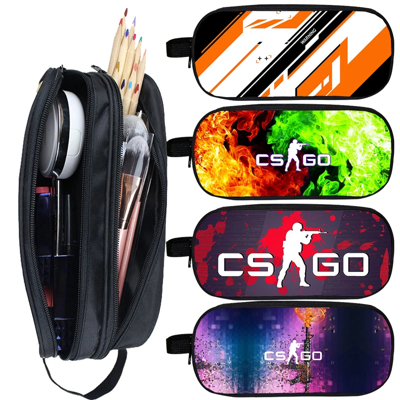 

3D CSGO Pencil Case Makeup Bag Cosmetic Shooting Game Storage School Supplies Stationery Zipper Anime Counter Strike Pouch