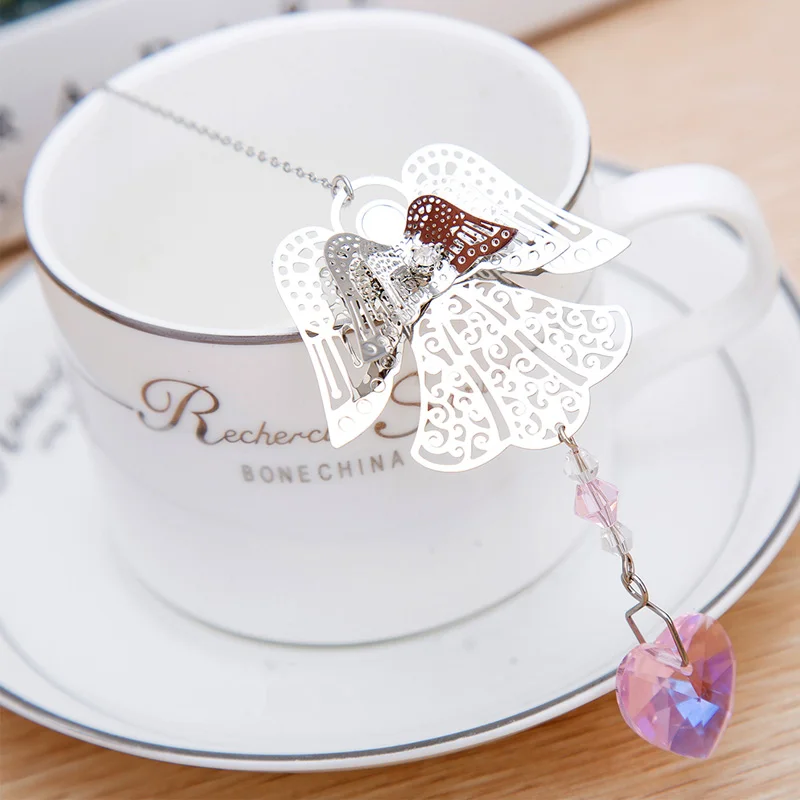 

Handmade 3D Brass Angel Suncatcher Maker Heart Crystal Ball Prism Pendant Christmas Hanging Ornament Home Wedding Decor Favors
