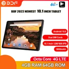 Планшет 2022 Pro 4G LTE, 10,1 дюйма, Android 10,0, Восьмиядерный, 4 ГБ64 ГБ, Google Play, две SIM-карты, GPS, Wi-Fi, Bluetooth