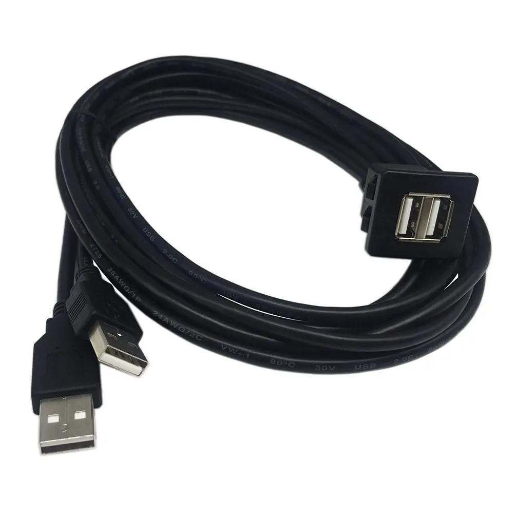USB2.0 кабель для скрытого монтажа 1 м/2 м двойной/один USB порт удлинитель флеш приборная панель монтажный кабель для автомобиля лодки мотоцикла
