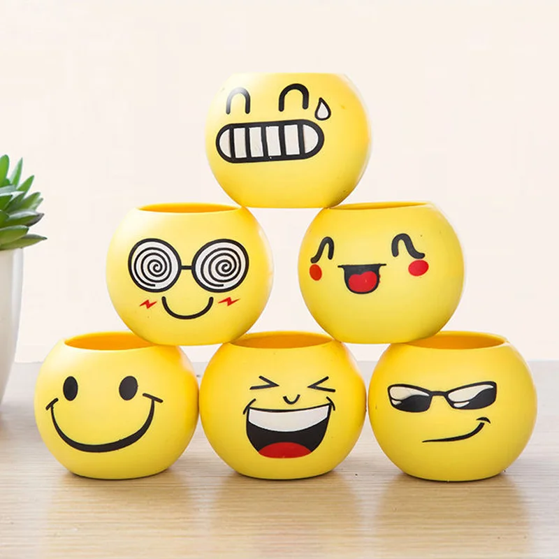 

3PCS Flower Pot Cute Cartoon Emoticons Multifunction Storage Crafts Garden Flower Pot Shape Children Toy Pencil Case Flowerpot