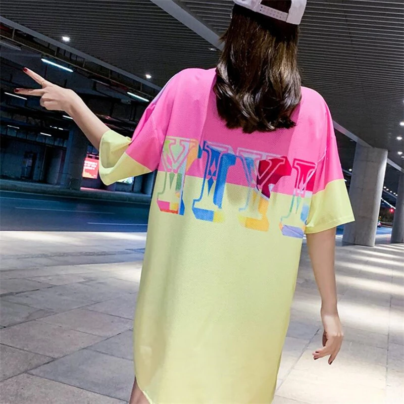 Весна-лето 2020 новое модное свободное платье-футболка с абстрактным
