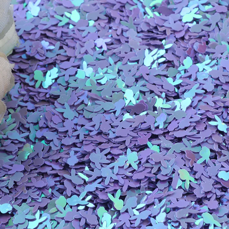 AB purple 5 мм Кролик Форма ПВХ свободные блестки пайетки для дизайна ногтей маникюр ремесла DIY шитье свадебные конфетти украшения 10 г - Цвет: AB purple