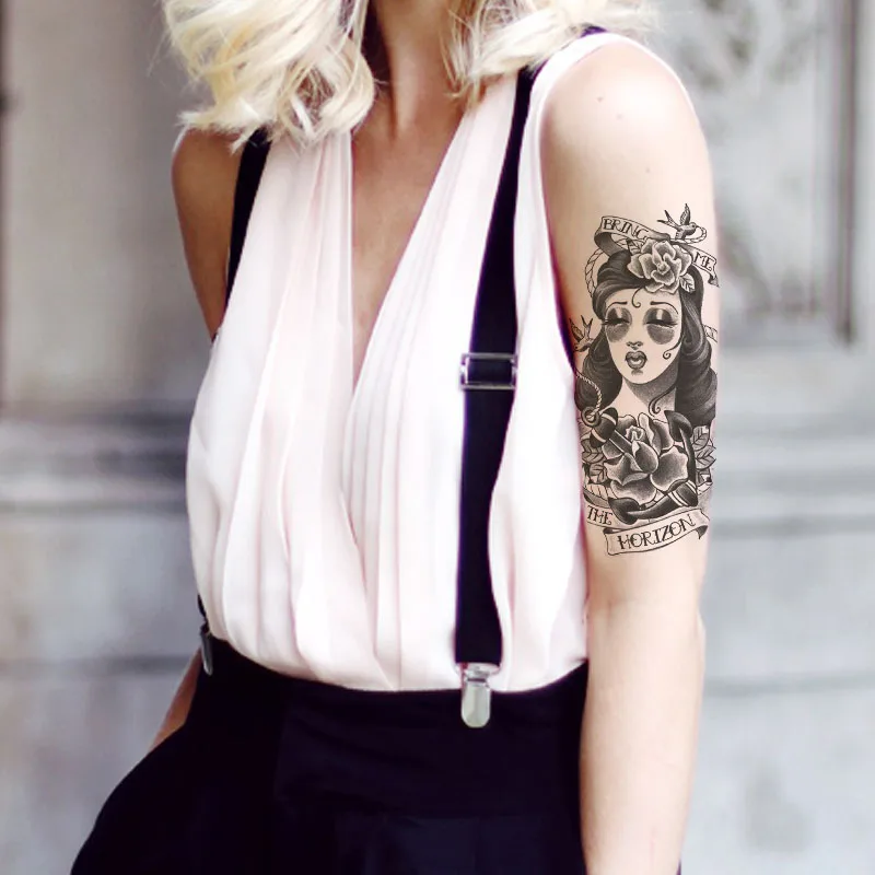 Временная татуировка в модном стиле поддельный эскиз наклейка для макияжа