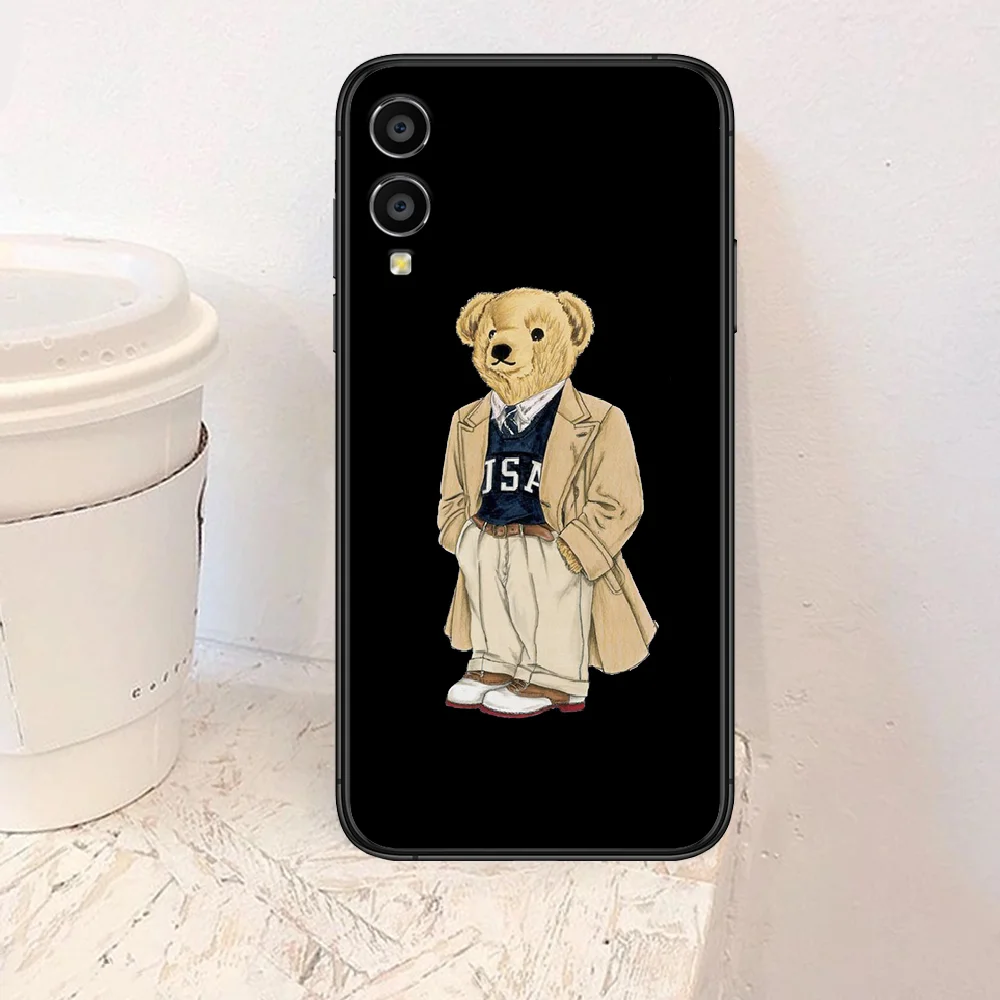 

Italy cartoon Bear Phone Case For Huawei Honor 6A 7A 7C 8 8A 8X 9 9X 10 10i 20 Lite Pro Play black Funda Fashion Etui Pretty