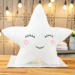 White star Плюшевые небесные подушки спальные улыбка облако звезда Капля воды подушка в виде Луны детская кроватка Декор природа подушка белый розовый серый - Цвет: White star