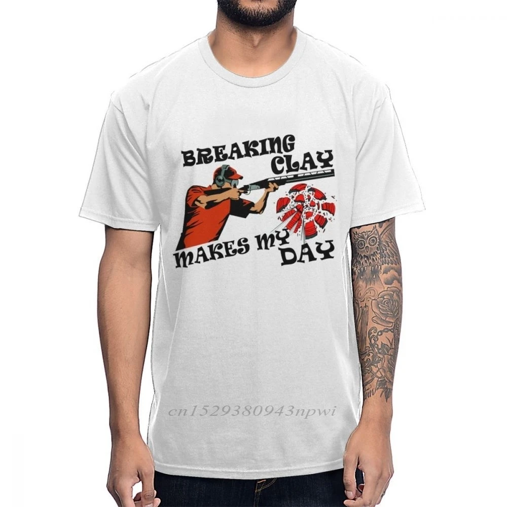 Мужская повседневная глиняная ловушка для стрельбы фанатов футболка с круглым