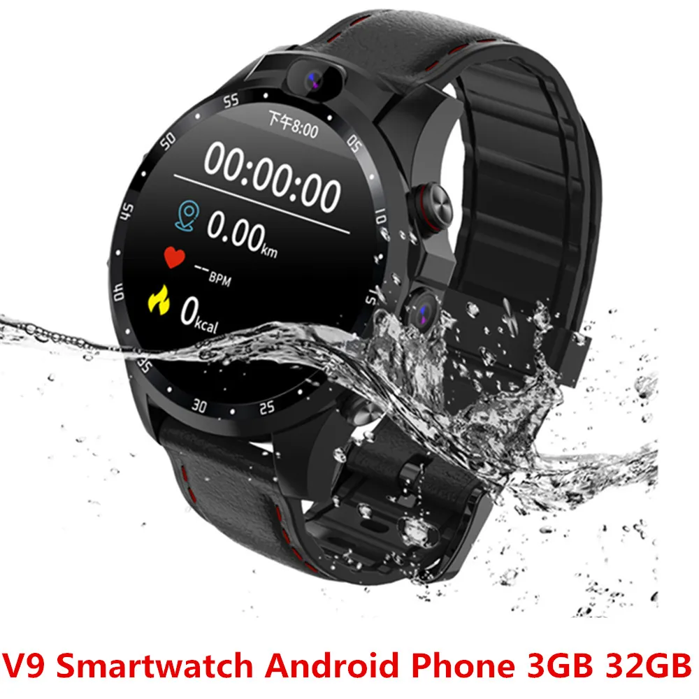 V9 Смарт-часы Android-телефон 3 ГБ+ 32 ГБ 5.0MP+ 5.0MP 800 мАч батарея gps Pport Smartwatch мужские IP67 водонепроницаемые PK X360 DM99 DM98