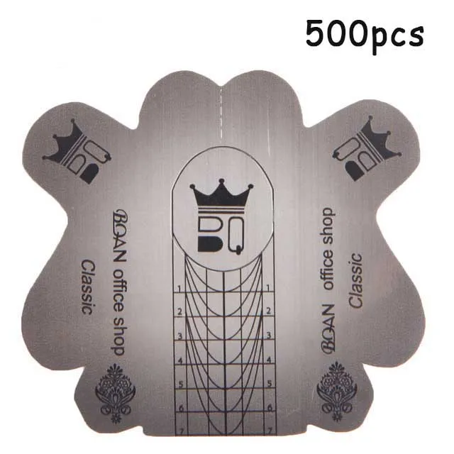BQAN 500 шт./компл. форма для ногтей гель лак для ногтей формы для наращивания ногтей Инструменты для укладки волос Curl формы для Уход за ногтями DIY инструмент - Цвет: gray 500pcs