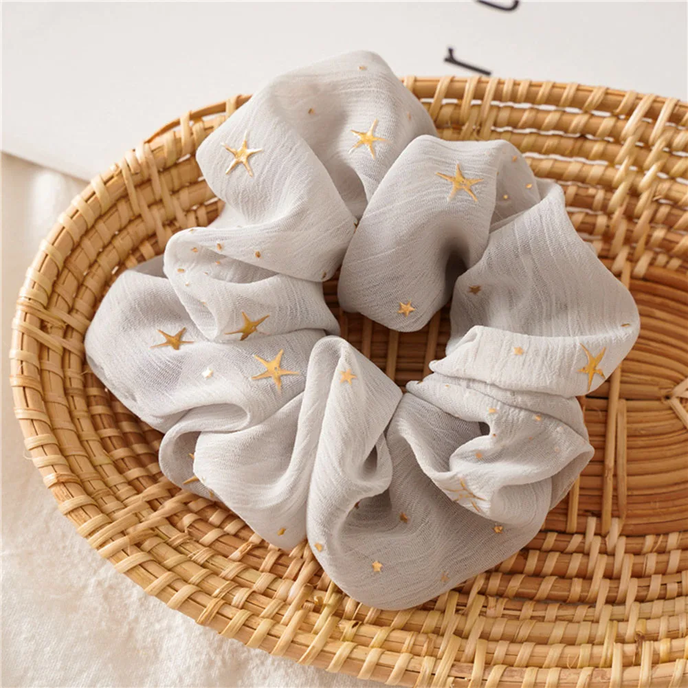 

1PCS Vintage Cloth Fabric Scrunchie Star Scrunchies Elastic Hair Bands Headband Ponytail Holder Ties Rope Hair Accessories Gift