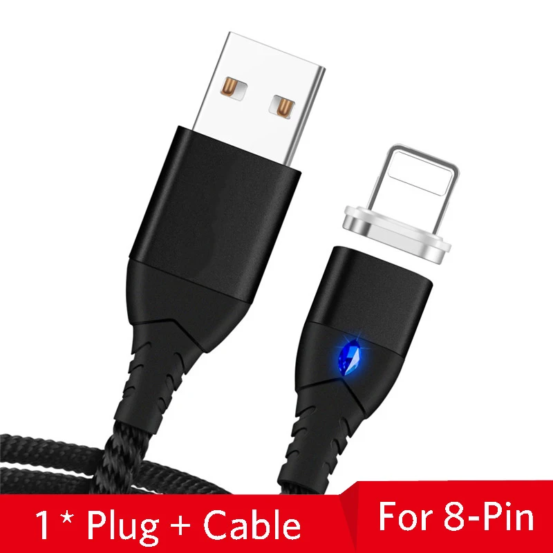 Black iOS Cable Магнитный Micro usb type-C кабель для Xiaomi Redmi Note 7 USB C кабель для iPhone 11X7 8 samsung Быстрая зарядка мобильного телефона зарядное устройство - Цвет: Black iOS Cable