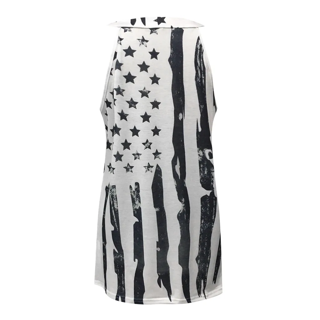 

sexy hollow out Women Shirts Tops Summer American Flag Print Tops Hollow Out Fashion Casual Vest Female Tops Shirts vest female