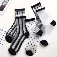 womens lace transparent socks black white fishnet socks 2020 summer fashion elasticity ankle thin women socks sheer hosiery