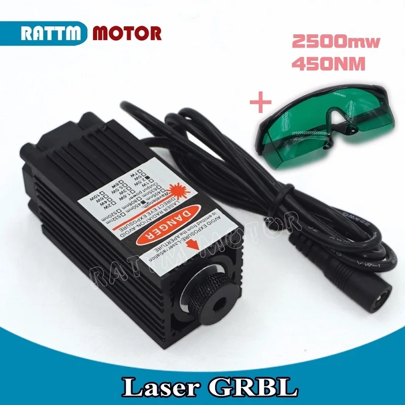 2500mw laser 5500mw/2500mw/500mw 450NM focusing blue laser module laser engraving Head and cutting+ safety goggles for CNC Engraving Milling - Цвет: 2500mw laser