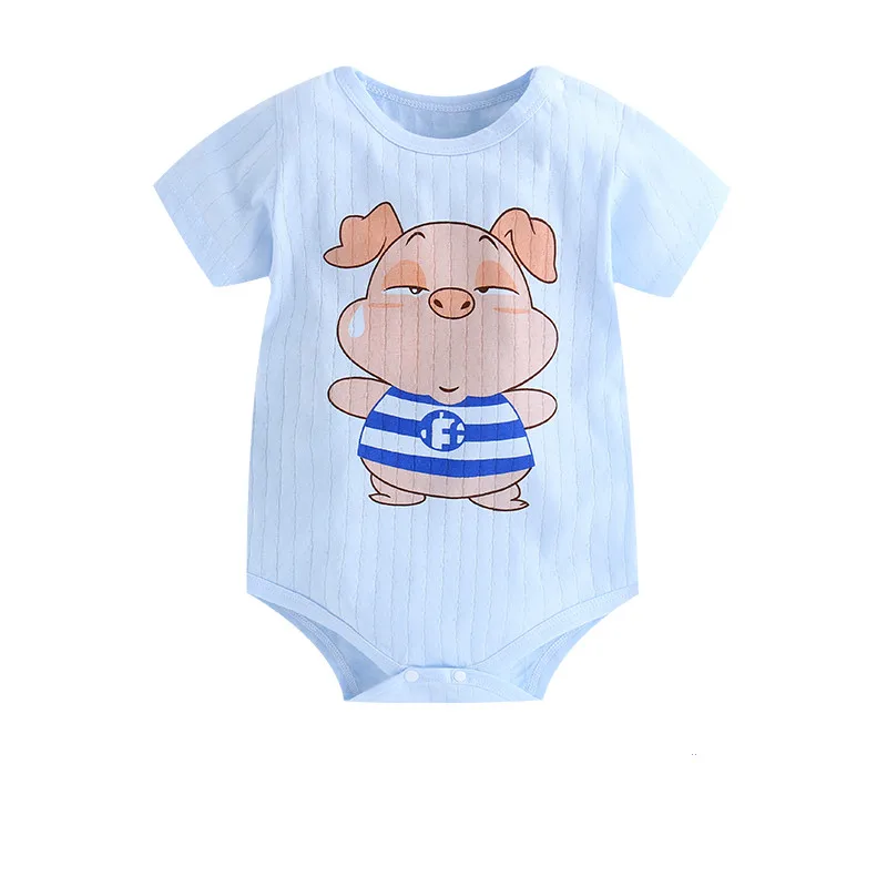 Одежда для новорожденных детские комбинезоны из 100% хлопка с коротким рукавом на