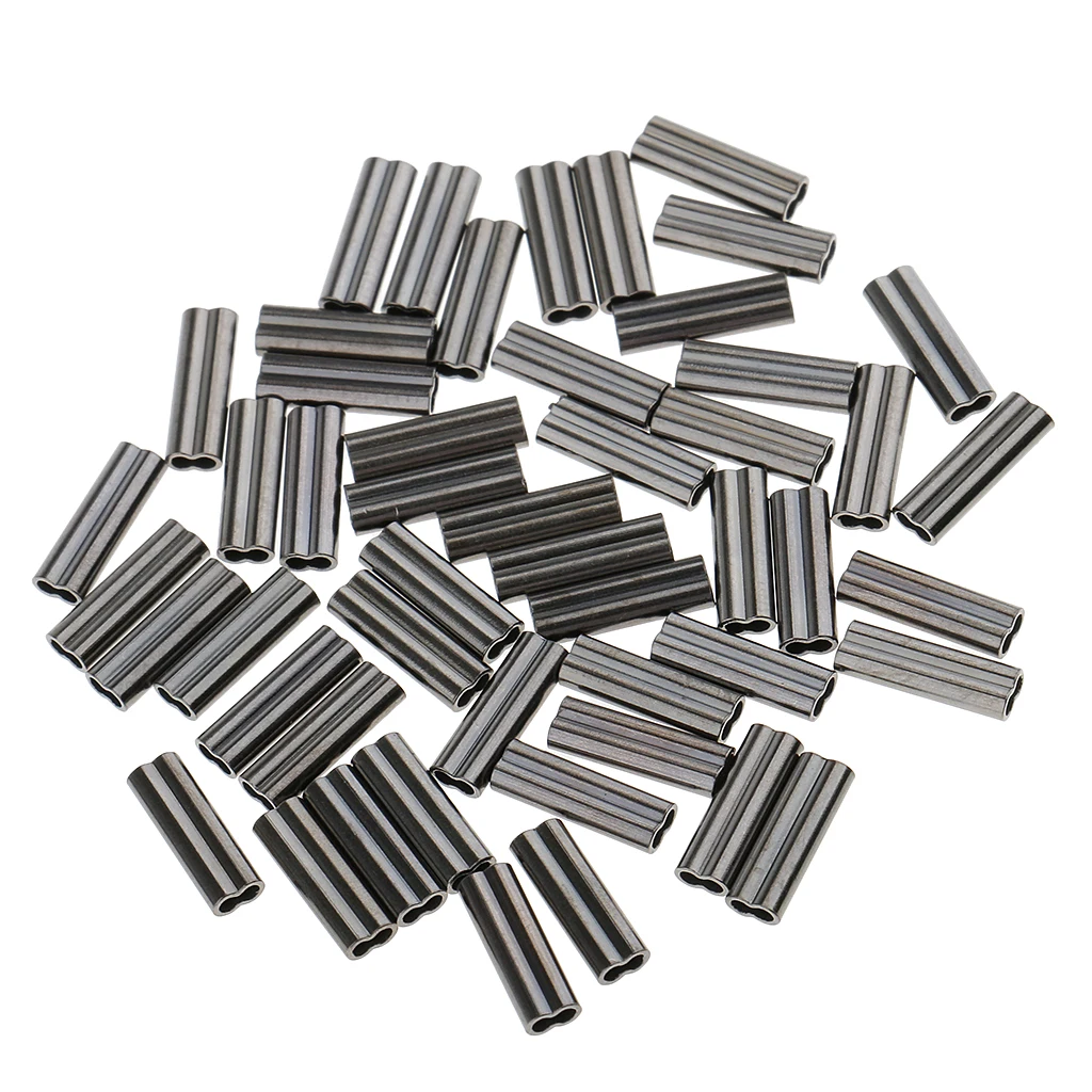 

Lot 100Pcs Copper Double Barrel Crimps Sleeves 0.8mm 1.2mm Tube Connector