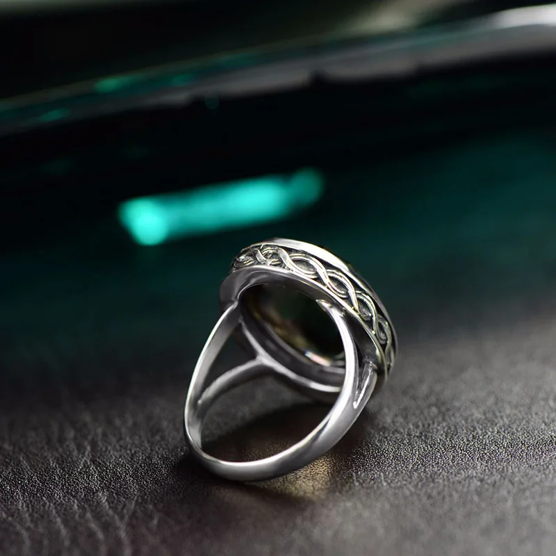 Настоящее чистое кольцо 925 пробы серебро дымчатый кварц антикварные