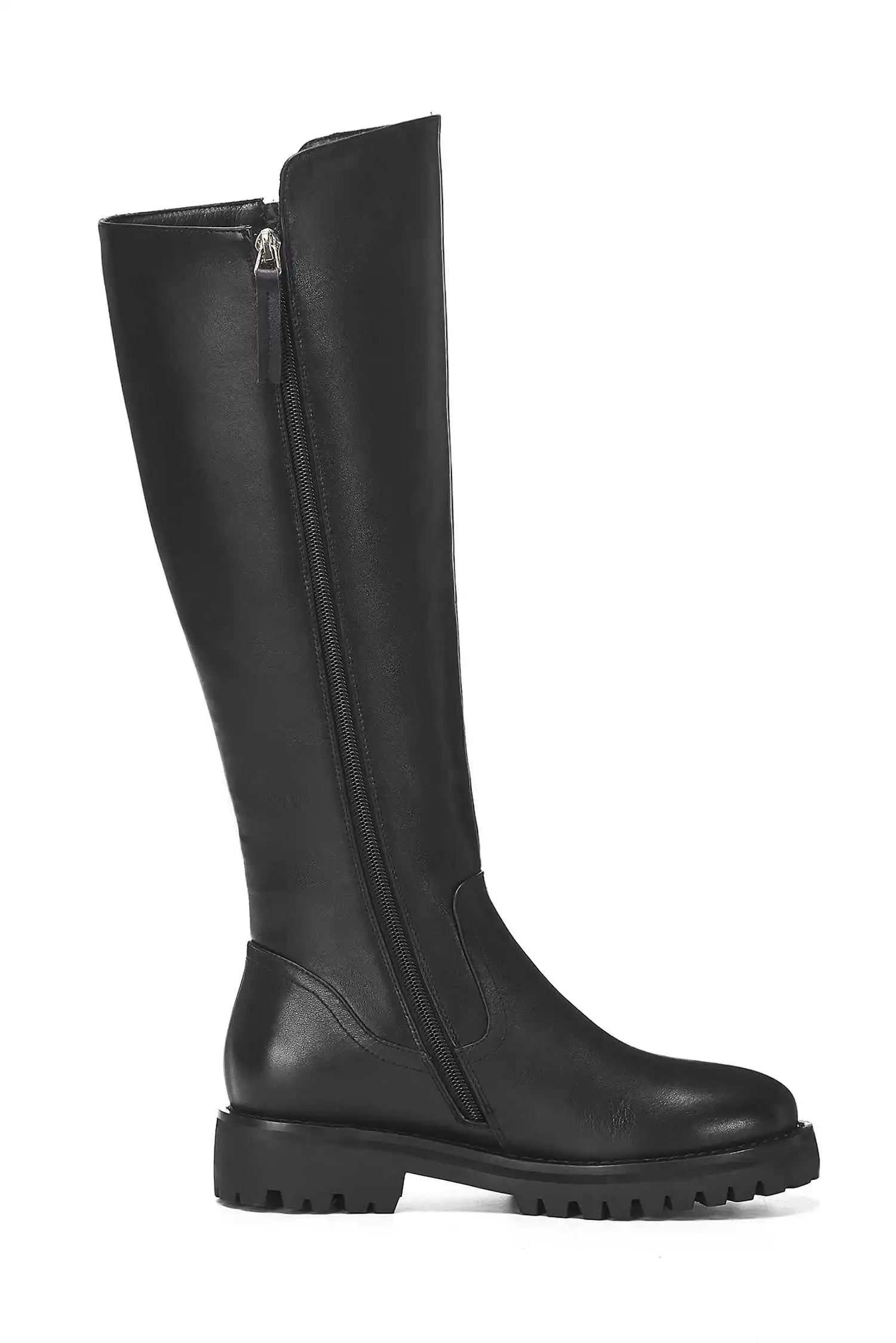 krazing pot winter super keep warm cozy cow leather knight boots round toe med heels solid zipper fashion thigh high boots L5f6