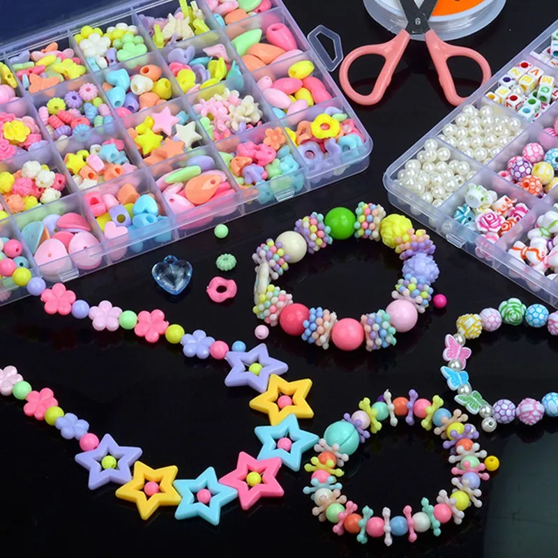 

Бусины для творчества, игрушки для детей, 24 ячейки для малышей, пазл, бусины ручной работы для девочек, браслеты, наборы для девочек, игрушки ...