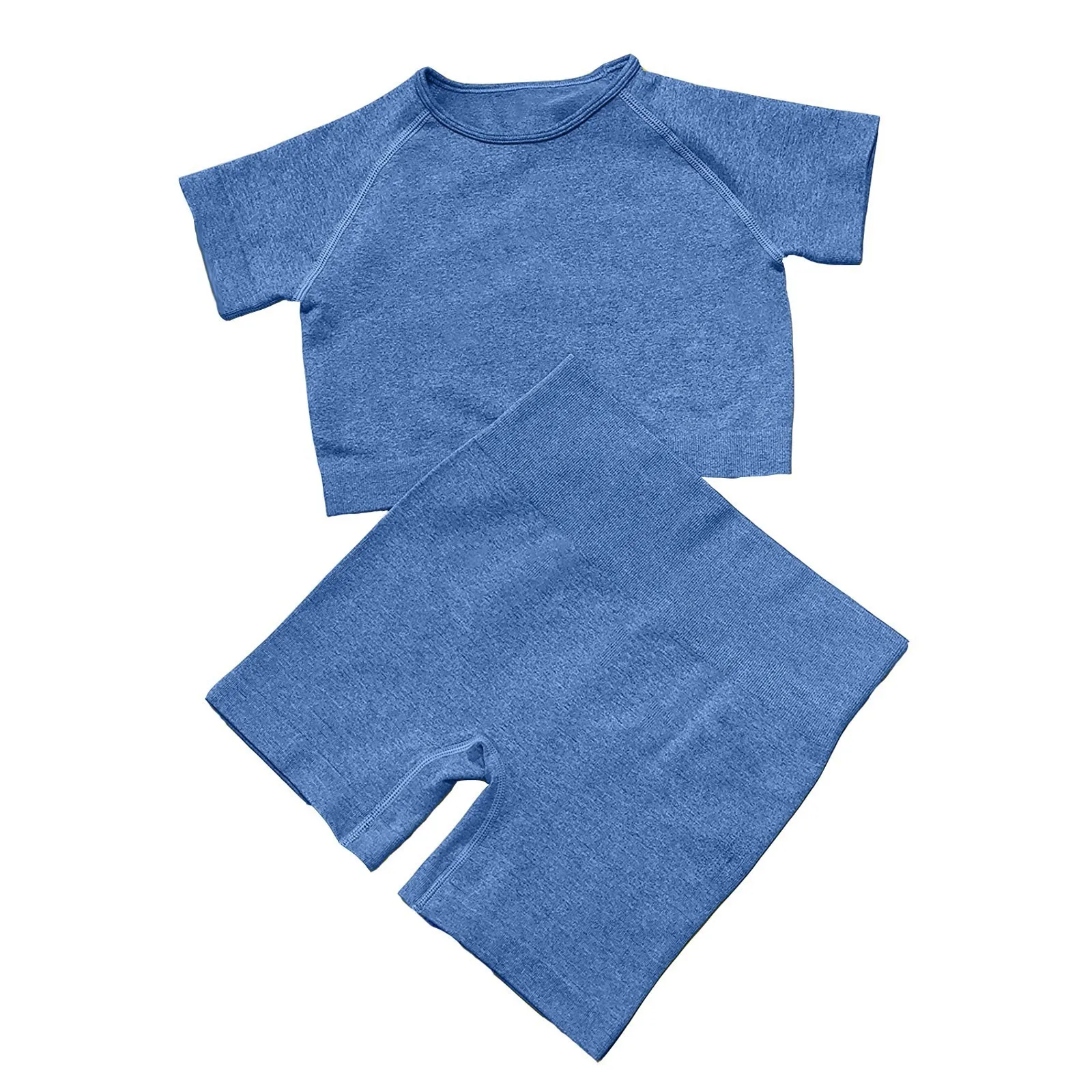 

Fashion Women Two-Piece Seamless High-Waisted Sports Shorts Workout Set Women's tracksuit Skirt shorts female Sportswear