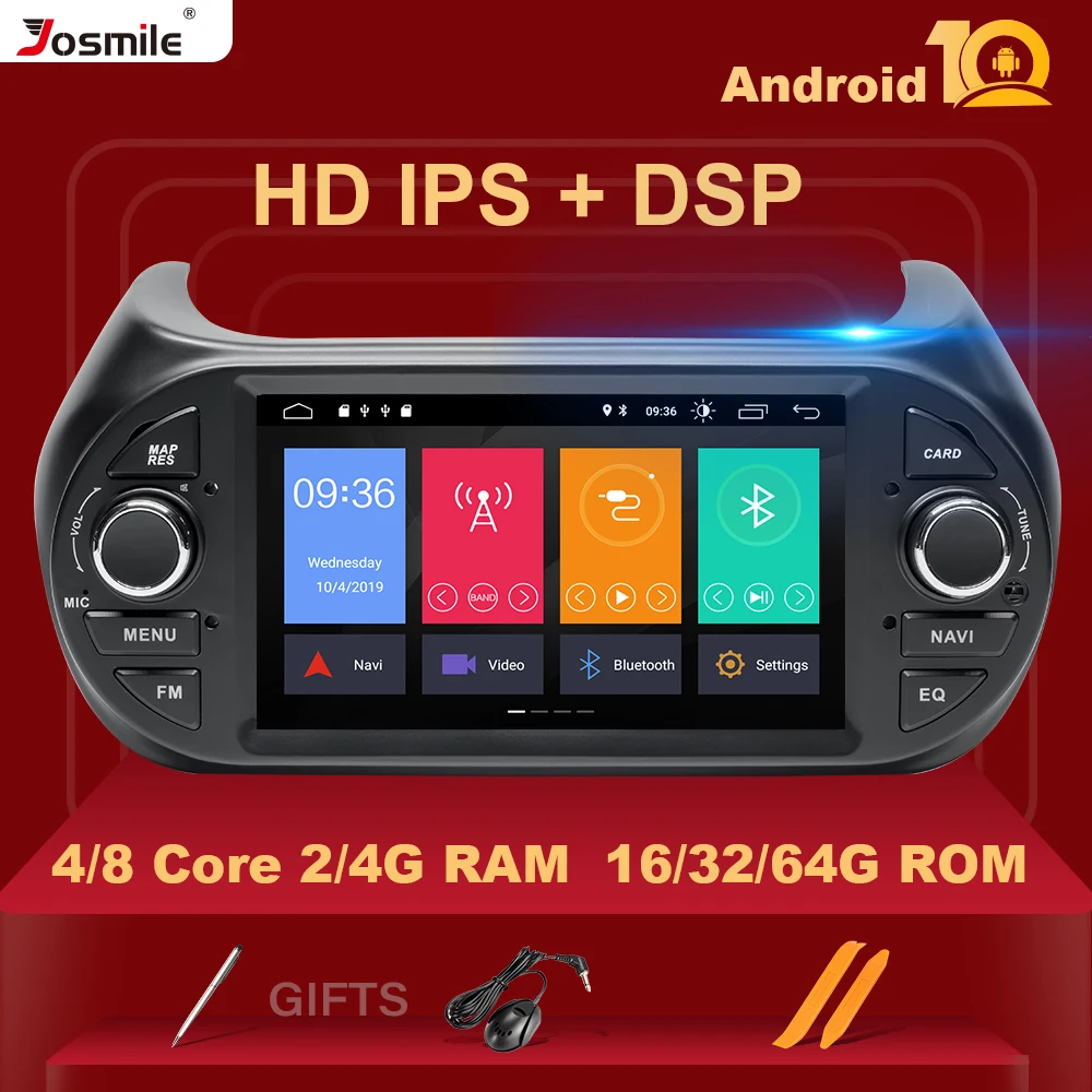 Автомагнитола IPS DSP 4 Гб + 64 ГБ Android 10 мультимедийный плейер GPS DVD для FIAT Fiorino Qubo Citroen