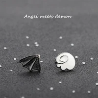 devil earrings female 2020 new cute personality simple black asymmetric anime earrings dark angel wings cloud small earrings