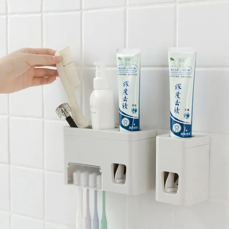 New Automatic Squeezer Toothpaste Dispenser Hands Free Squeeze Out Toothbrush Storage Rack Bathroom Organizer Shelf | Дом и сад